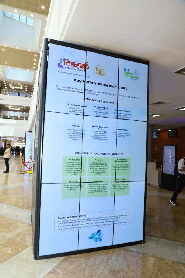 Photo of sustainability initiatives at ICASSP 2025